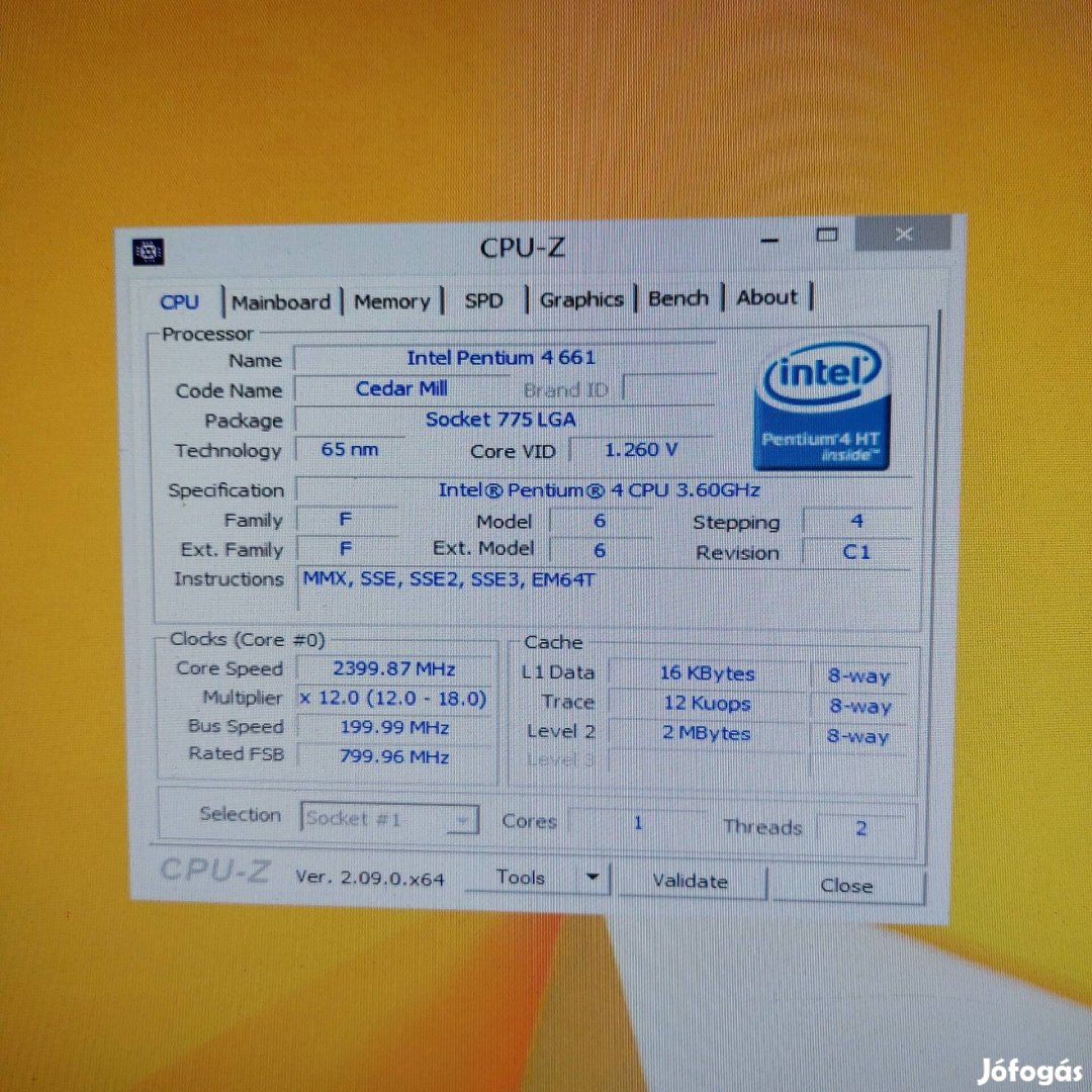 Intel pentium 4 3,60 processzor cpu