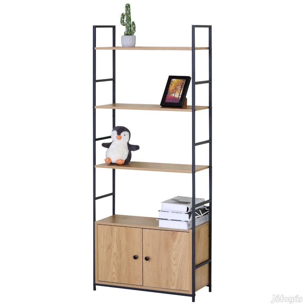 Intenso Home 5 szintes könyvespolc ajtóval 59 x 144cm (Aranytölgy) |