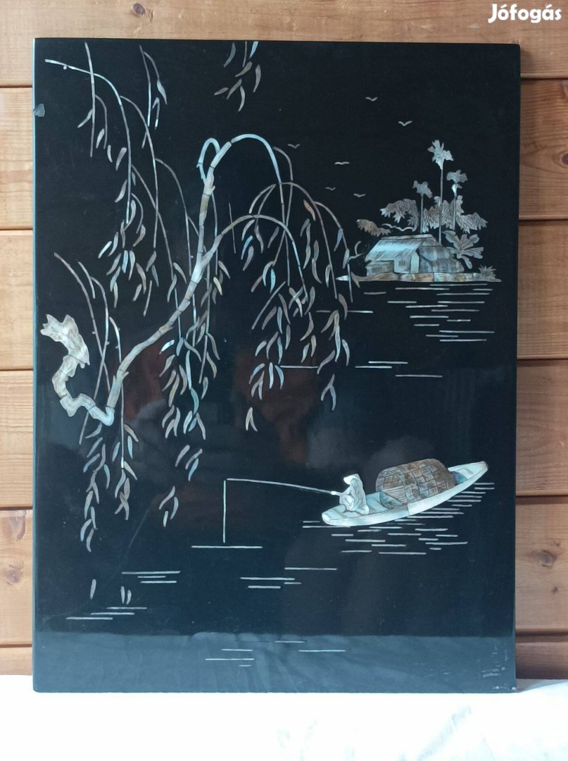 Interziás-gyöngyház berakásos szép falikép eladó csak