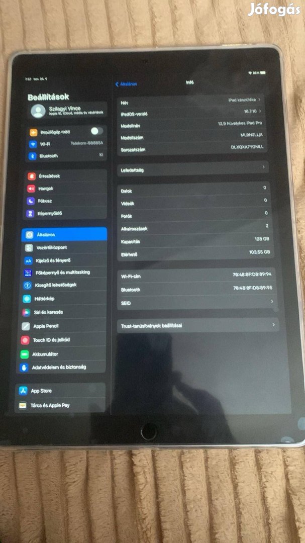 Ipad pro 12.9/128gb/karcmentes