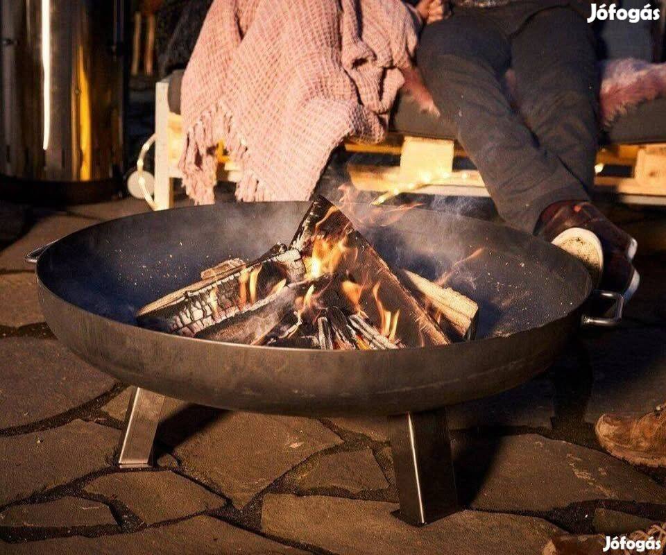 Ipari profi vastag 100cm tűzrakó Minimál acél tűztál terasz