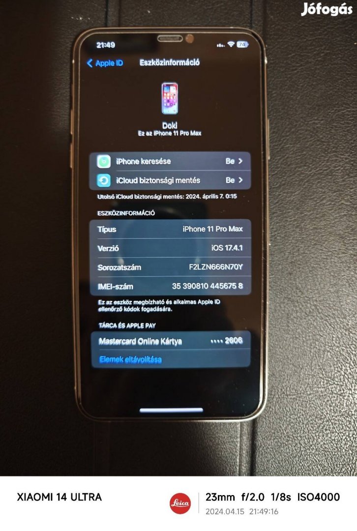 Iphone 11Pro Max 256gb. új akksi, 2 év garancia