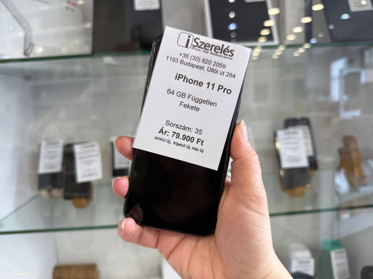 Iphone 11 Pro 64GB független fekete Új AKKUKijelzőHáz 35