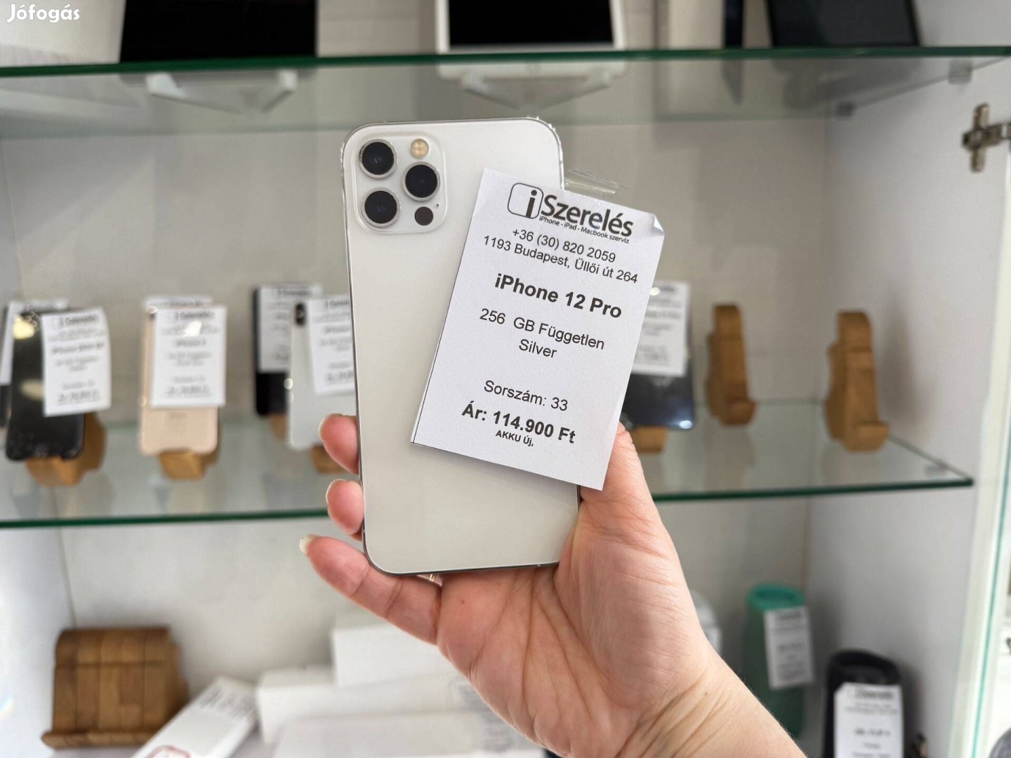 Iphone 12 Pro 256GB független silver új akkuval 33