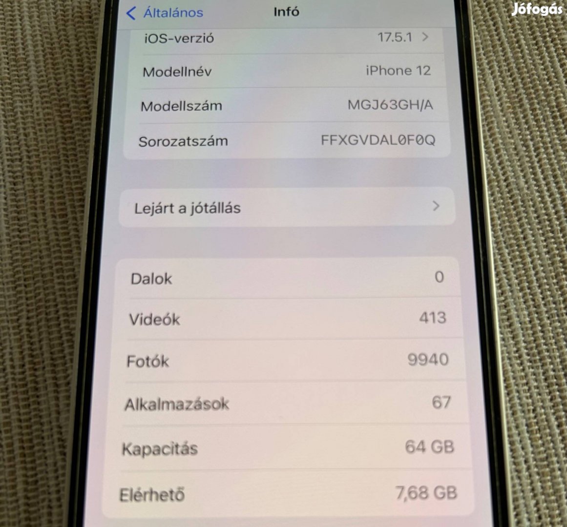 Iphone 12 fehér színű, használt , 64GB független,