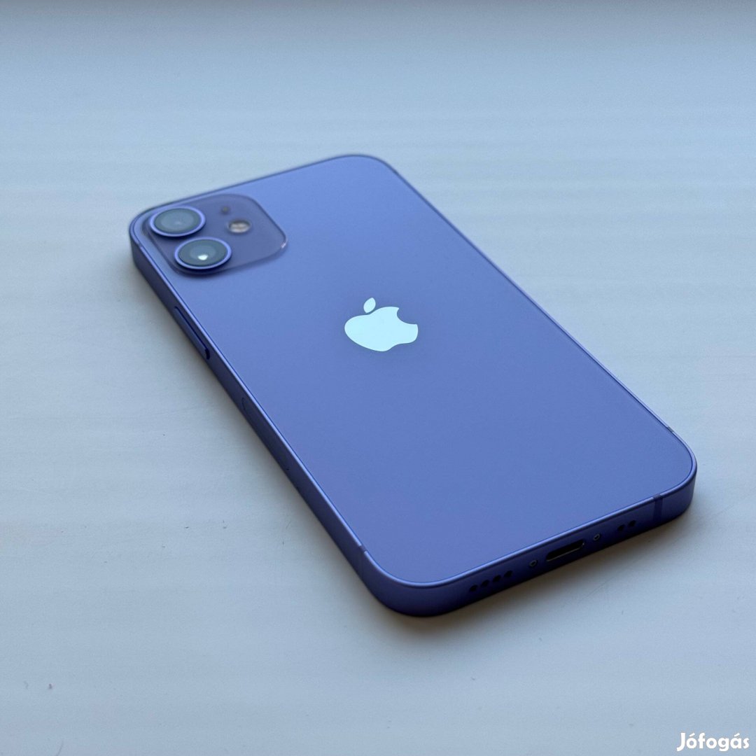 Iphone 12 mini 256GB Purple - Kártyfüggetlen, 1 Év Garancia, 100% Akku