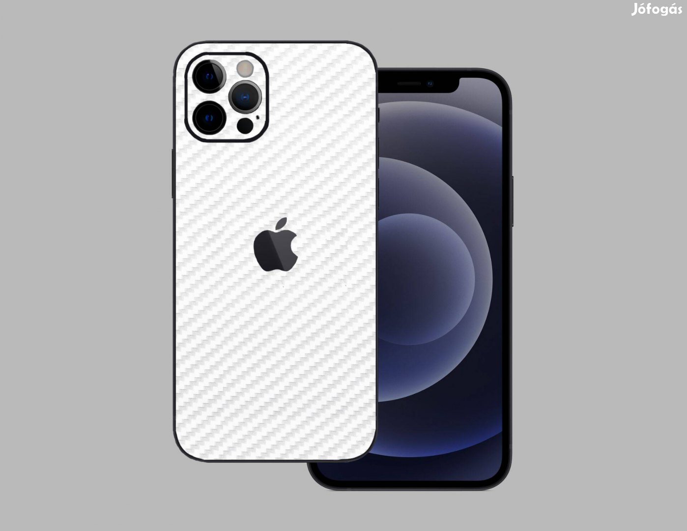 Iphone 12 pro max - 3D fehér karbon fólia + 50 színben