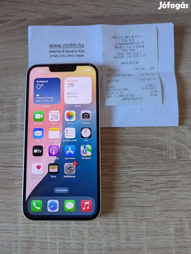 Iphone 13 128GB White Független Akkú 96% Újszerű Fix Ár