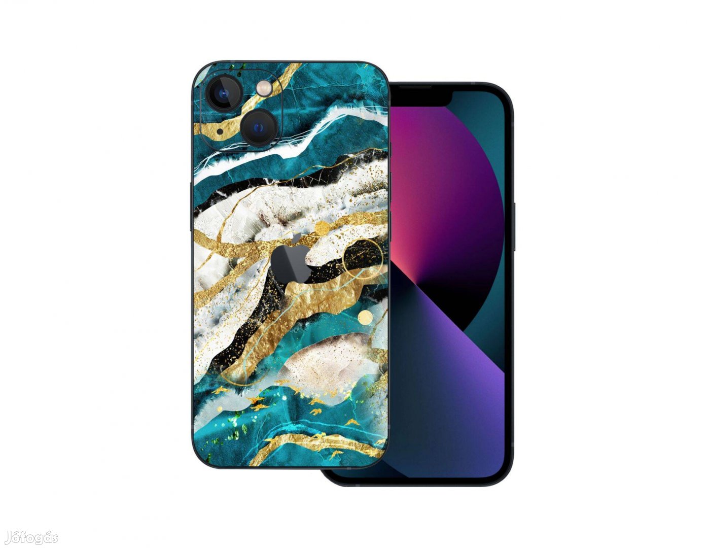 Iphone 13 mini - Kék agata mintás fólia + 50 színben