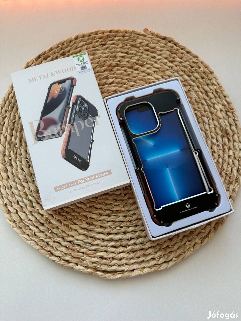 Iphone 14Pro Max Tok (R-Just Ironwood Man ütésálló fém + fa lökhárító