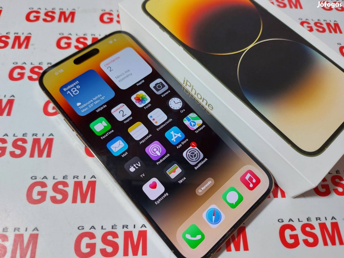 Iphone 14 pro max gold 100% újszerű garanciás 