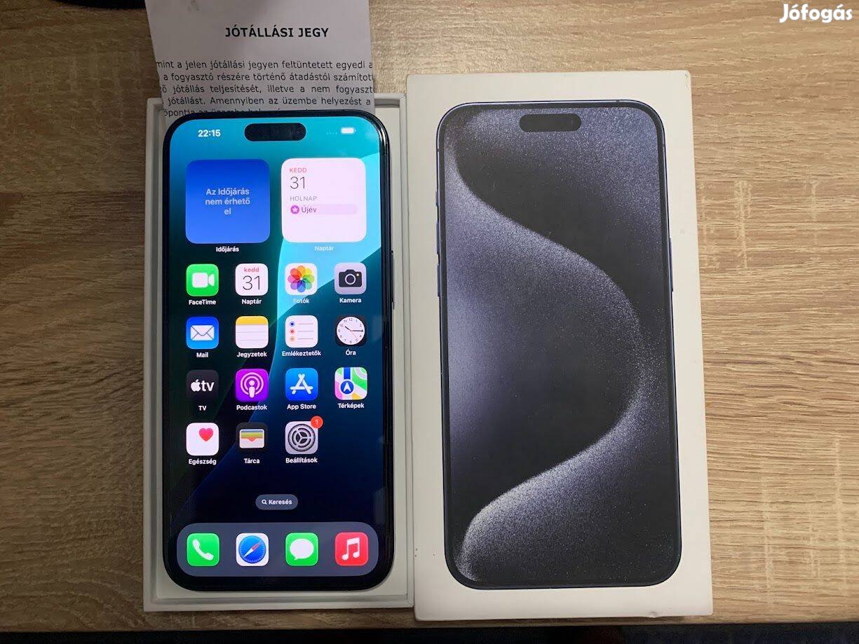 Iphone 15 Pro Max 256GB Blue 100% Akku Garancia Új Állapot !