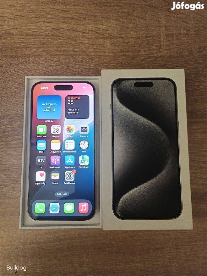 Iphone 15 Pro White Titanium 128GB Független Akku:90%. Csere ON!