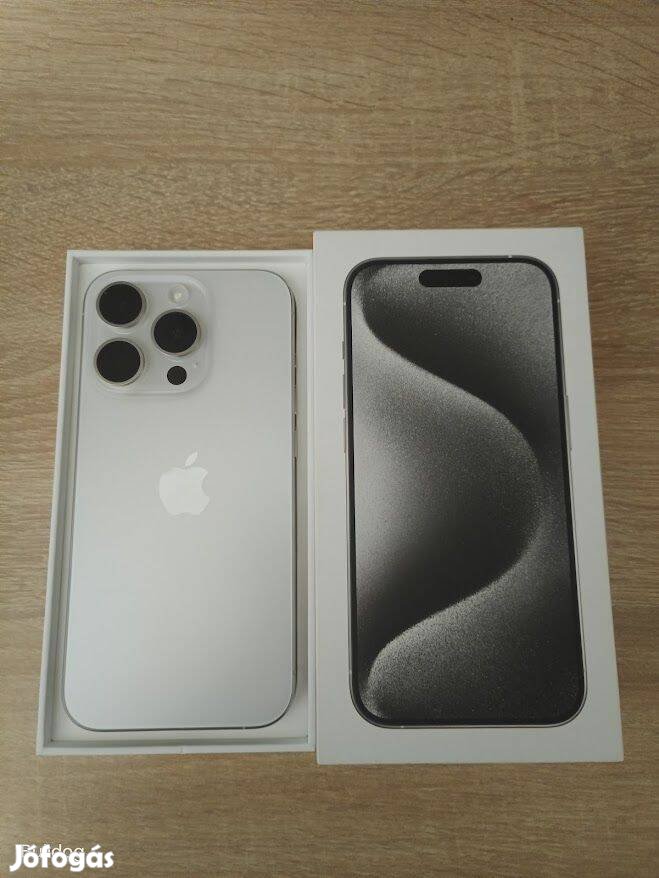 Iphone 15 Pro White Titanium 128GB Független Akku:90%. Csere ON!