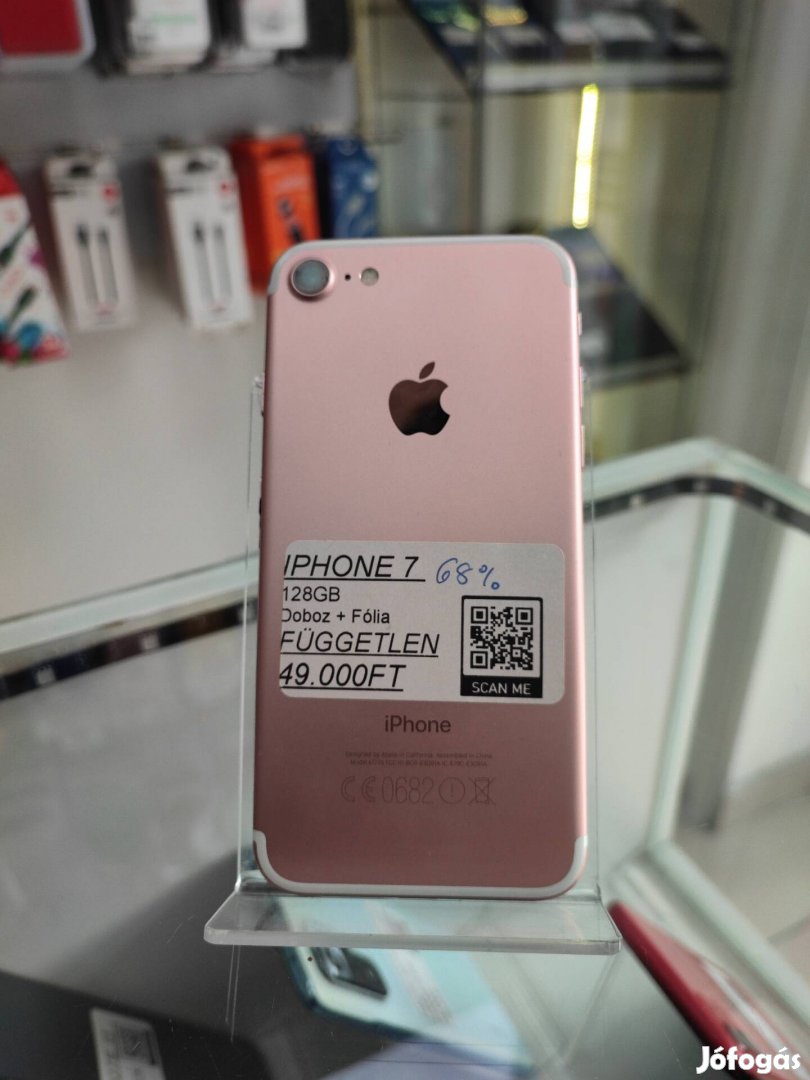 Iphone 7 68%Aku - 128GB Kártyafüggetlen - Doboz + Fólia