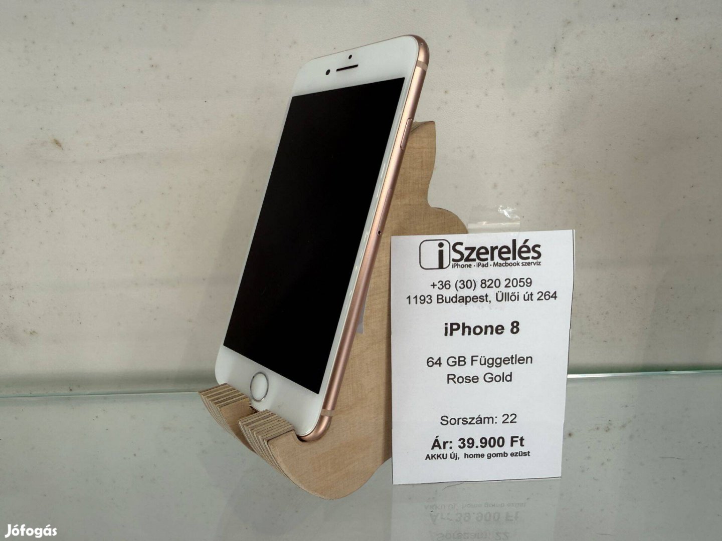 Iphone 8 64GB független rose gold új akku garanciával 22