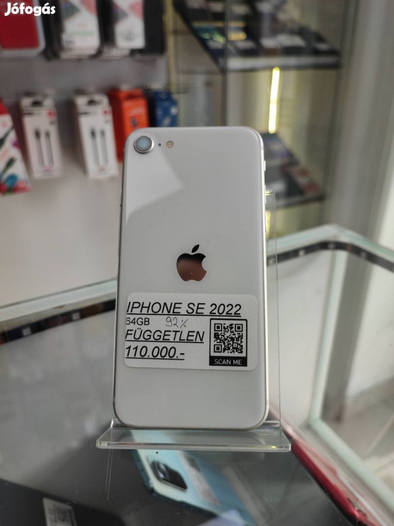 Iphone SE 2022 92%Aku - 64GB Kártyafüggetlen - Üvegfóliás