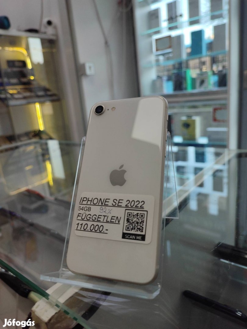 Iphone SE 2022 92% 64GB Kártyafüggetlen Üvegfóliás