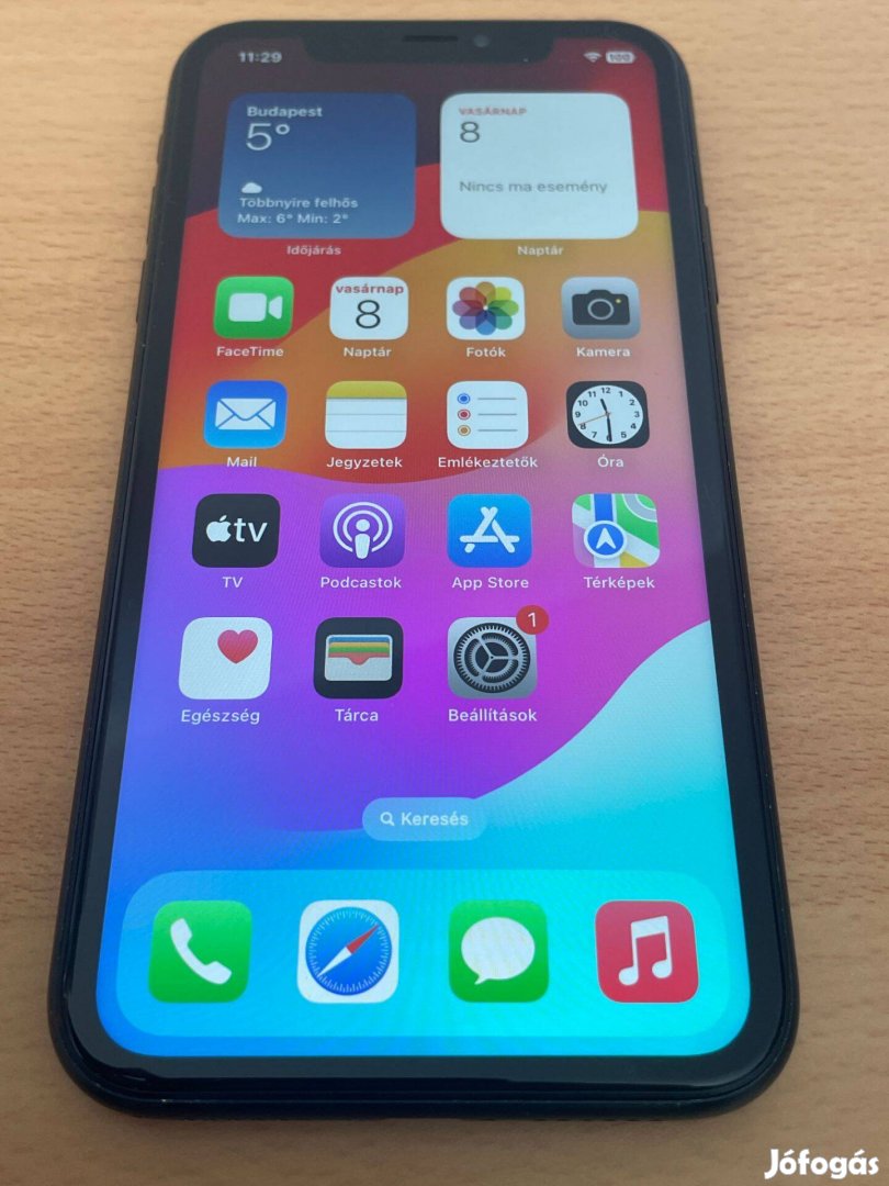 Iphone XR 64 GB fekete, független, 100% akku, garancia, szép állapot