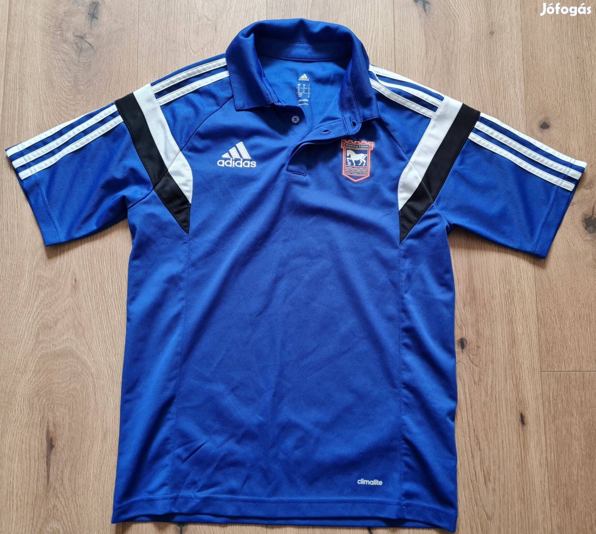 Ipswich Town adidas Climalite kék galléros férfi focis mez póló S