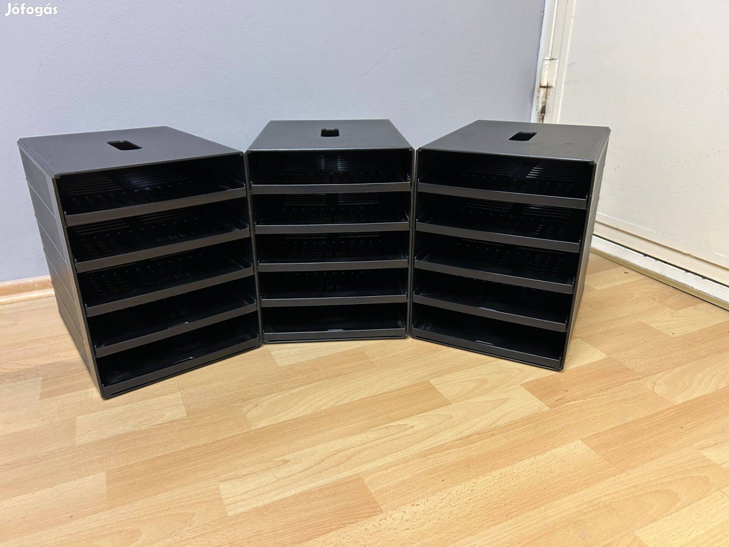 Irattartó szett, Fekete 5 fiókos, 3 db, egyben