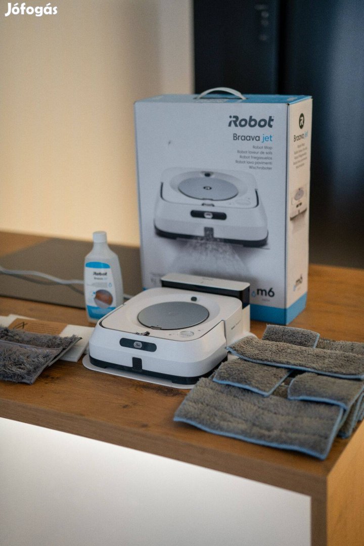 Irobot Braava Jet m6 dobozzal és sok tartozékkal, robotfelmosó