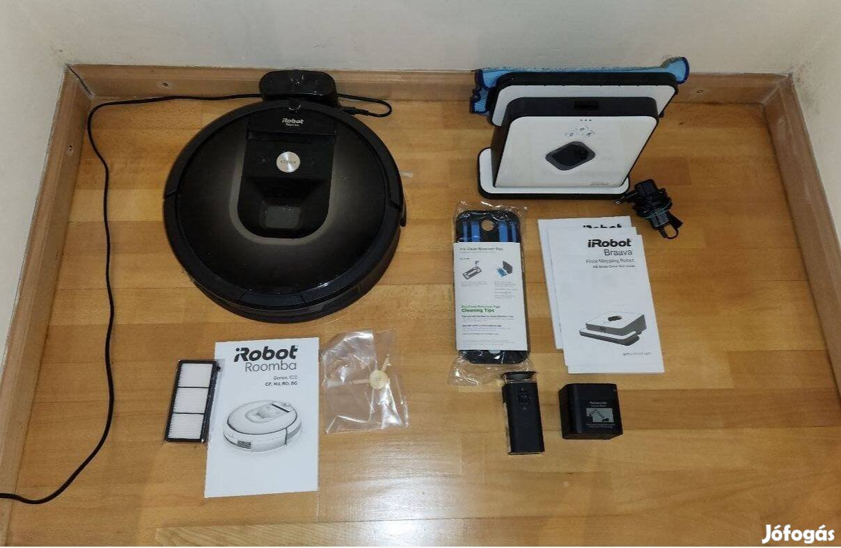 Irobot Roomba 980 porszívó robot + irobot Braava 390t felmosó robot