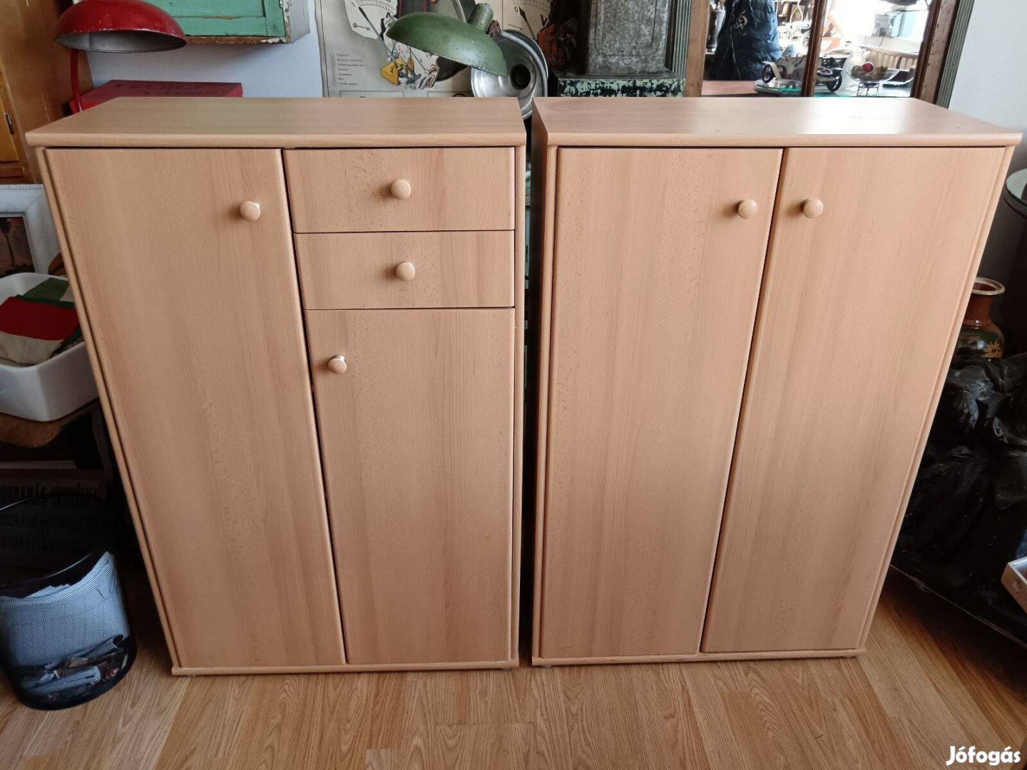 Iroda bútor, natúr három részes bútor, szekrény, asztal