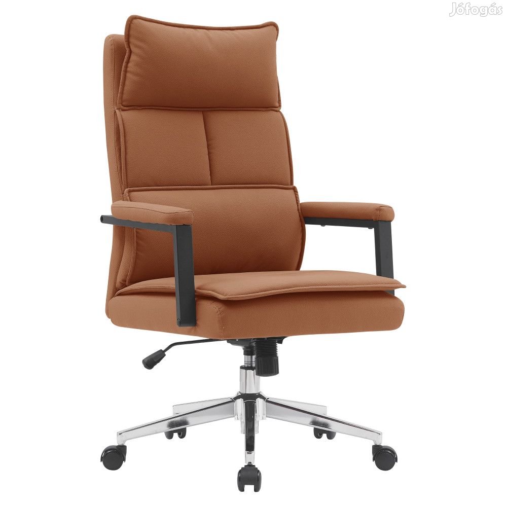 Irodai szék, barna camel ekobőr/króm, KAHIL