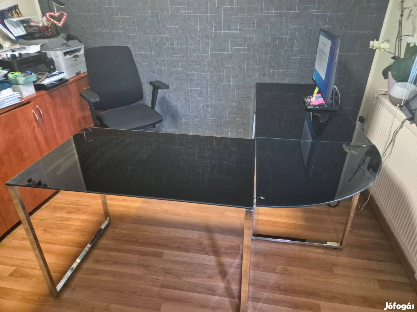 Irodai üveg íróasztal szett eladó