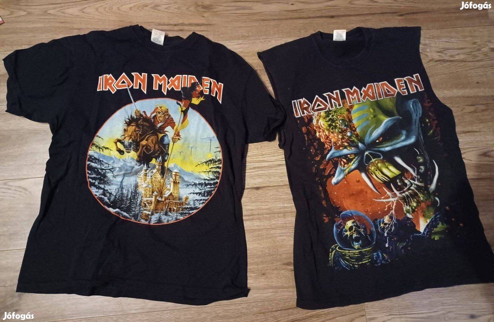 Iron Maiden feliratos kétoldalon nyomott trikó és póló M L 2db