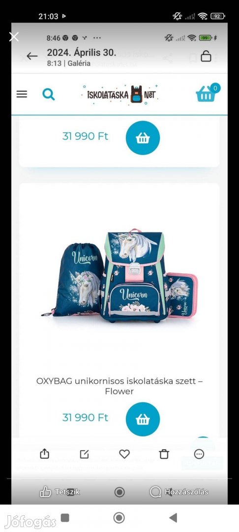 Iskola táska szett