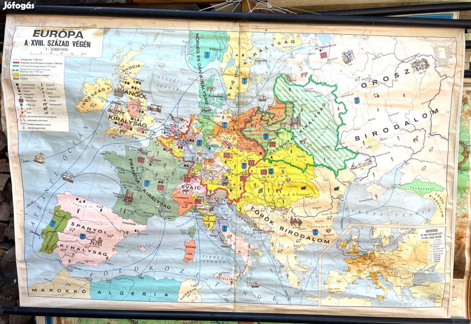 Iskolai nagyméretű fali térképek - retro Európa XVI-XVII-XVIII. század