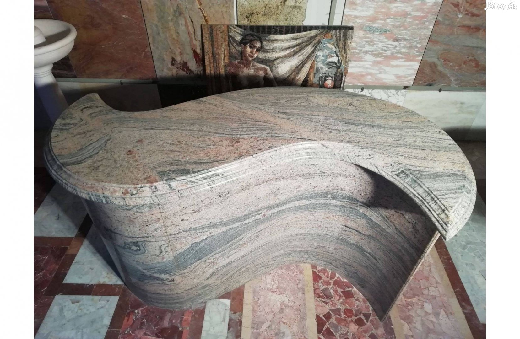 Íves gránit átadó pult S alakú márvány kő bárpult recepciós gránitpult