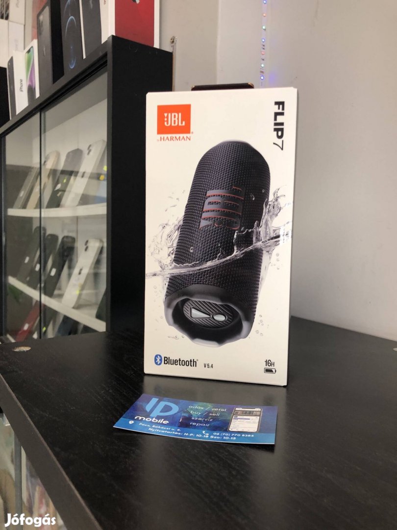 JBL Flip 7, Új-Bontatlan, Fekete, 1 év garancia