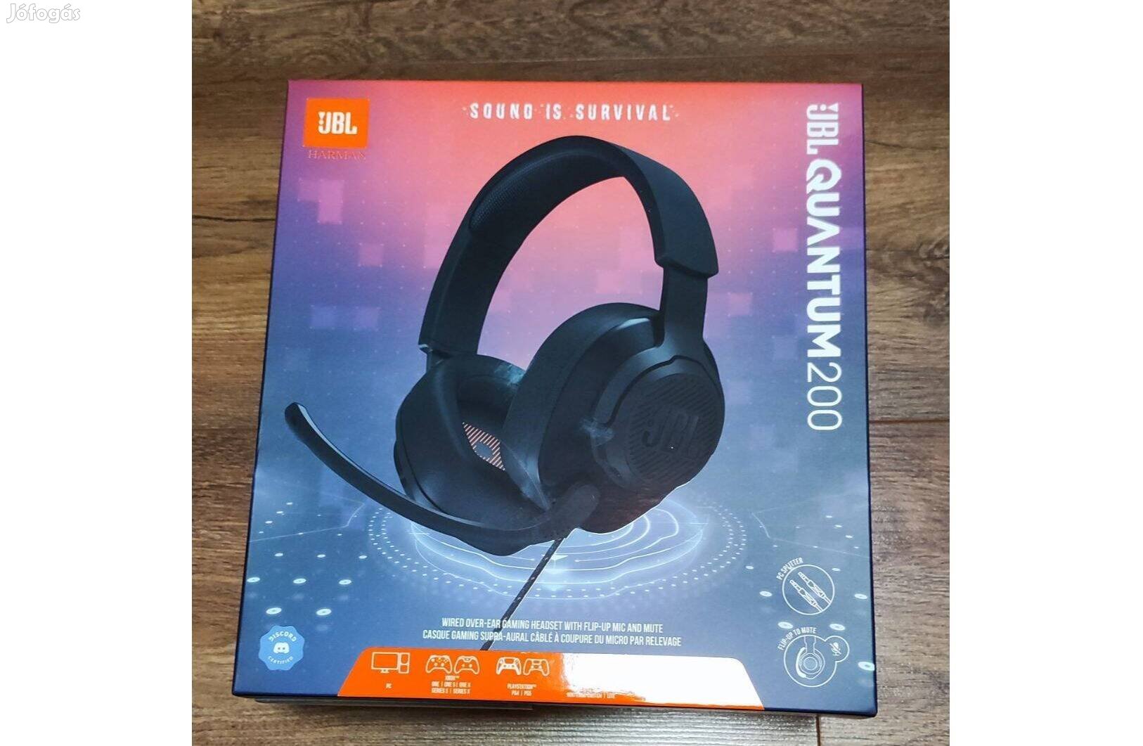 JBL Quantum 200 gamer fejhallgató, bontatlan, garanciával