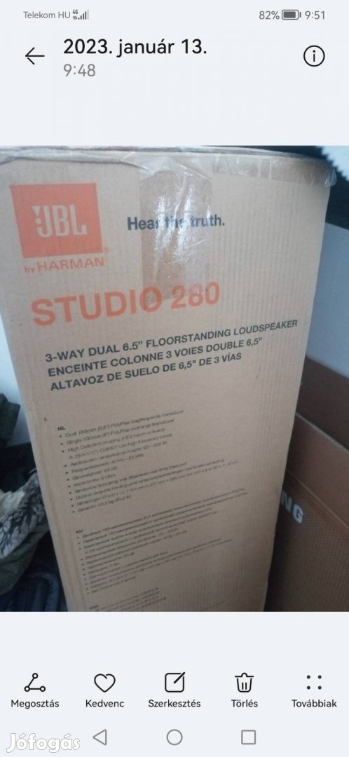 JBL Studio 280 hangfal párban (Eredeti /új) Dobozos.