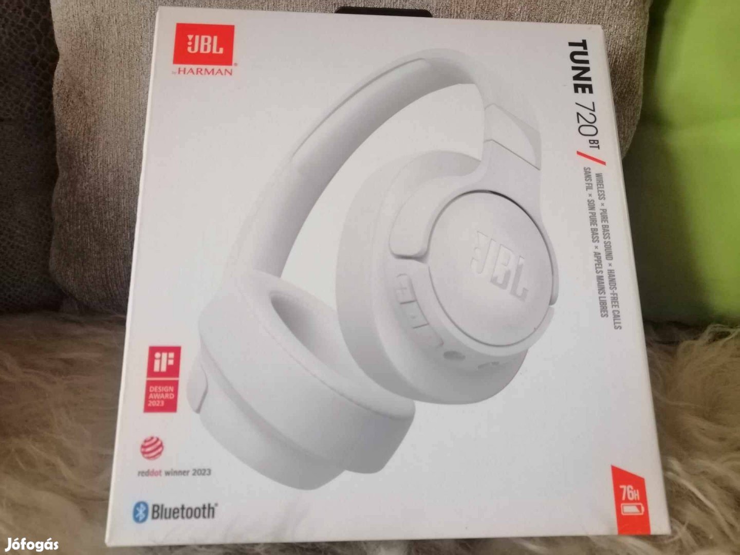 JBL Tune 720BT bluetooth fejhallgató, fehér, bontatlan csomagolás