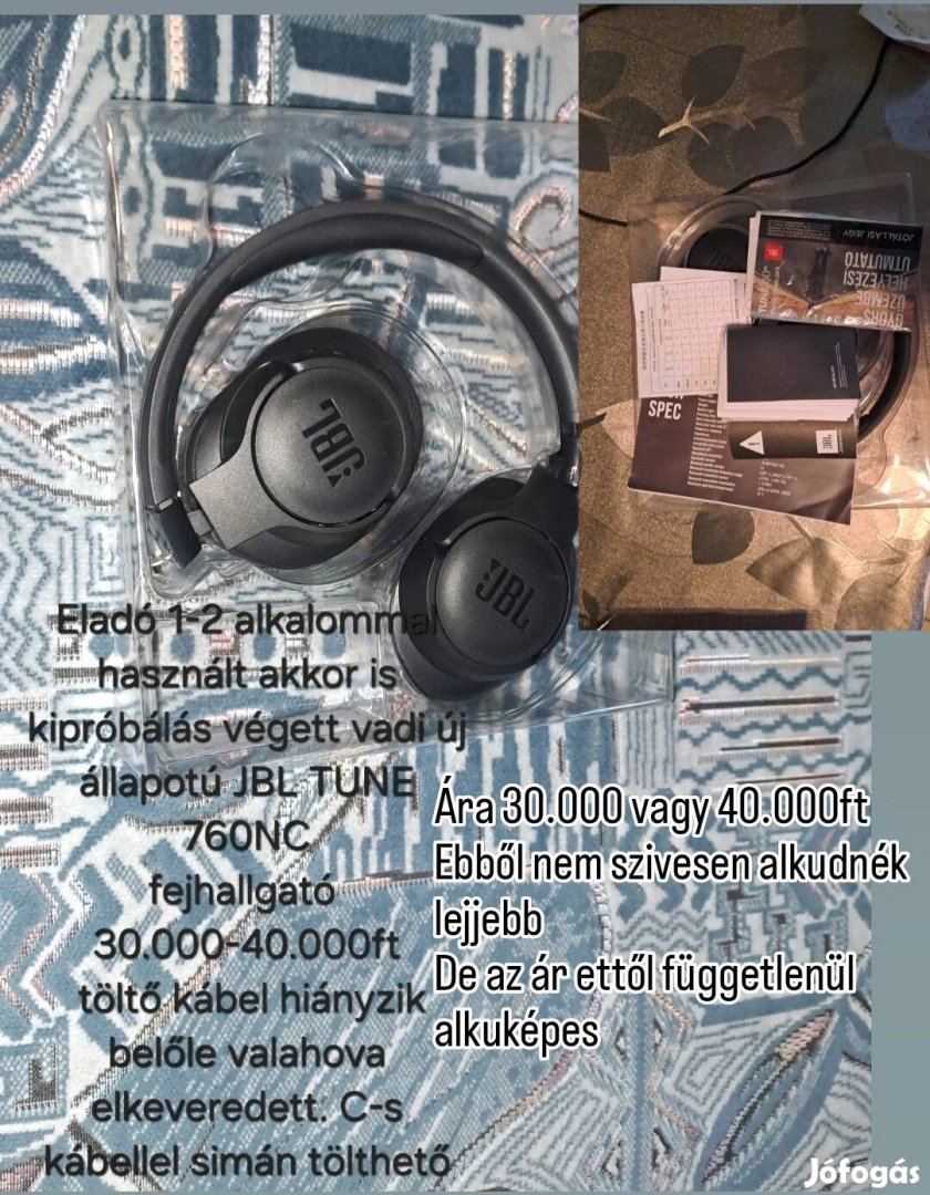 JBL Tune 760NC fejhallgató eladó!!