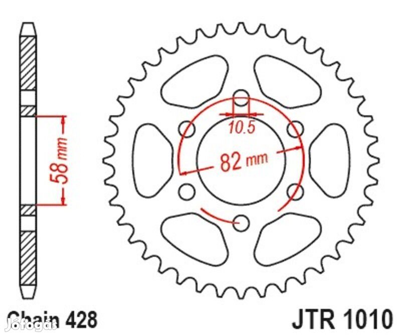 JT SPROCKETS Acél Hátsó Lánckerék 1010 - 429