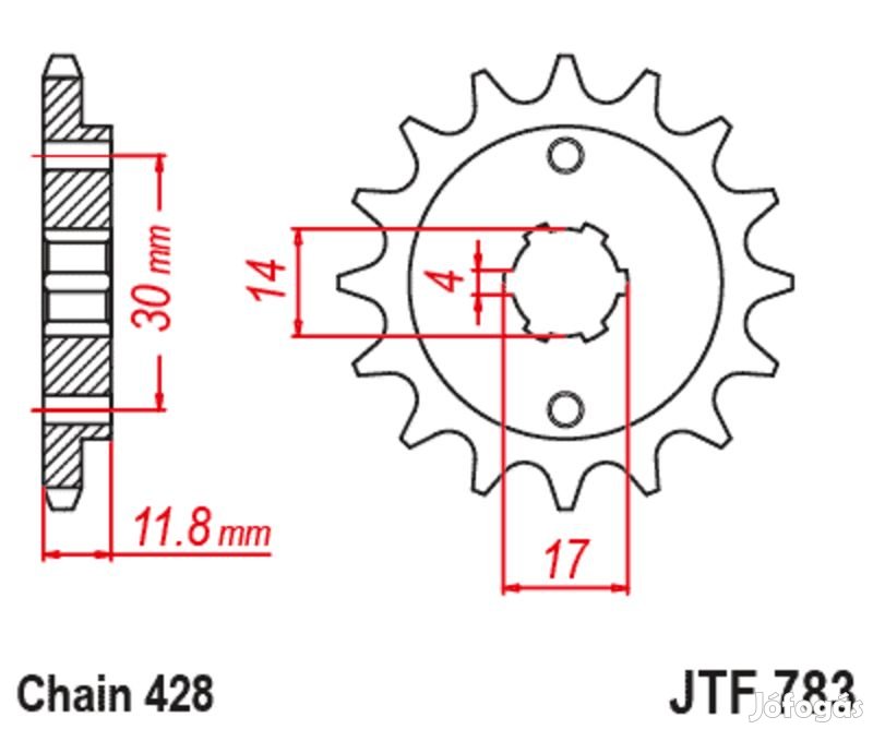 JT SPROCKETS Acél Standard Első Lánckerék 783 - 428