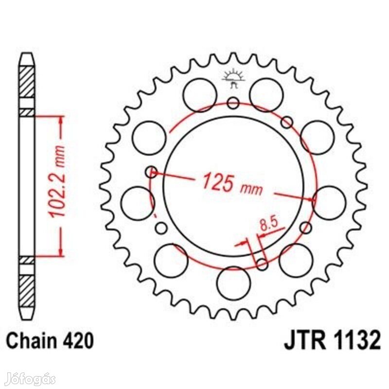 JT SPROCKETS Acél Standard Hátsó Lánckerék 1132 - 420