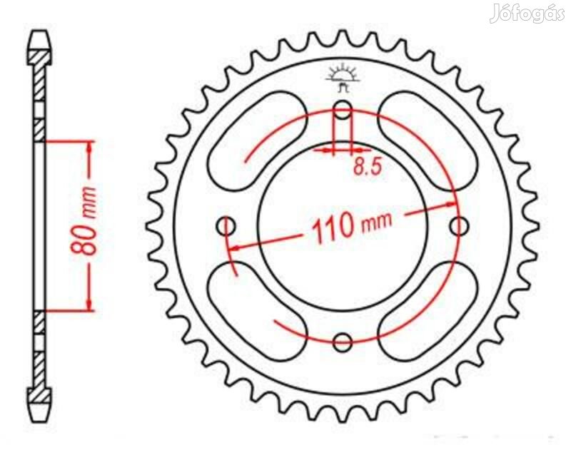 JT SPROCKETS Acél Standard Hátsó Lánckerék 1219 - 428