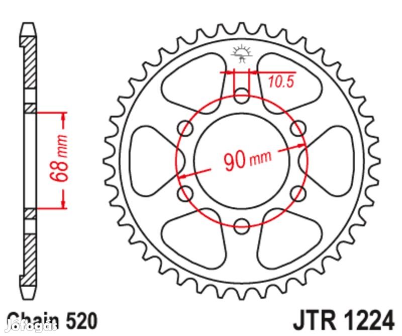JT SPROCKETS Acél Standard Hátsó Lánckerék 1224 - 520