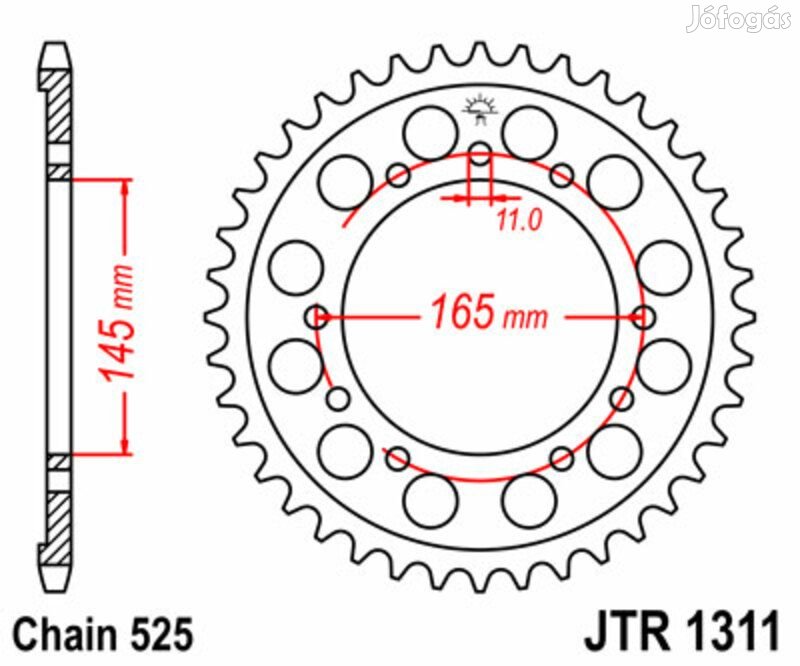 JT SPROCKETS Acél Standard Hátsó Lánckerék 1311 - 525