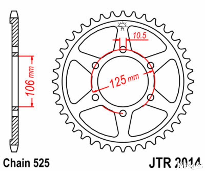 JT SPROCKETS Acél Standard Hátsó Lánckerék 2014 - 525