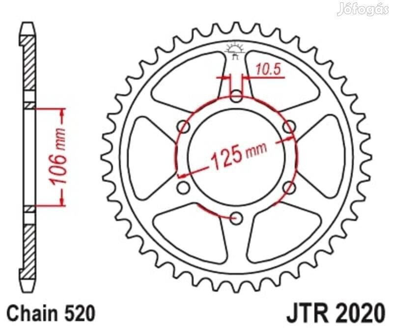 JT SPROCKETS Acél Standard Hátsó Lánckerék 2020 - 520