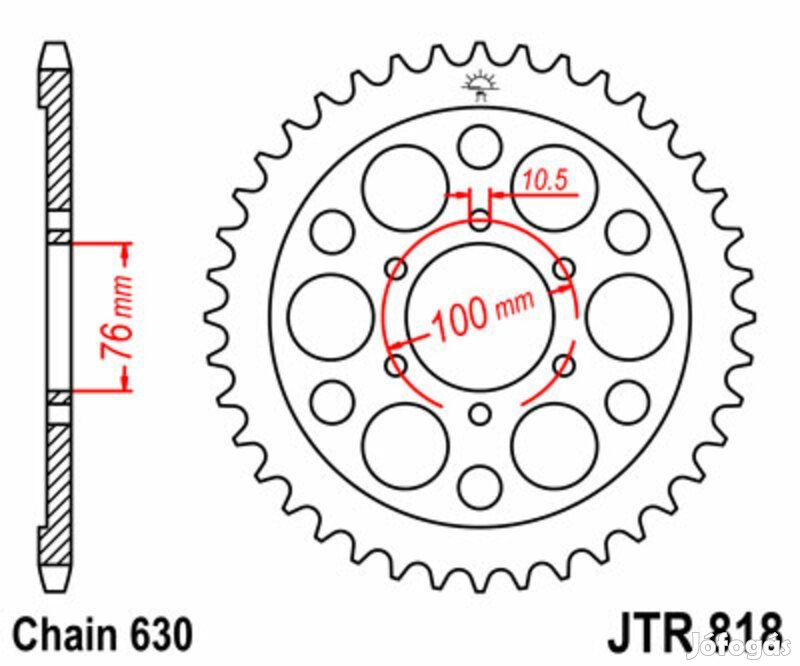 JT SPROCKETS Acél Standard Hátsó Lánckerék 818 - 630