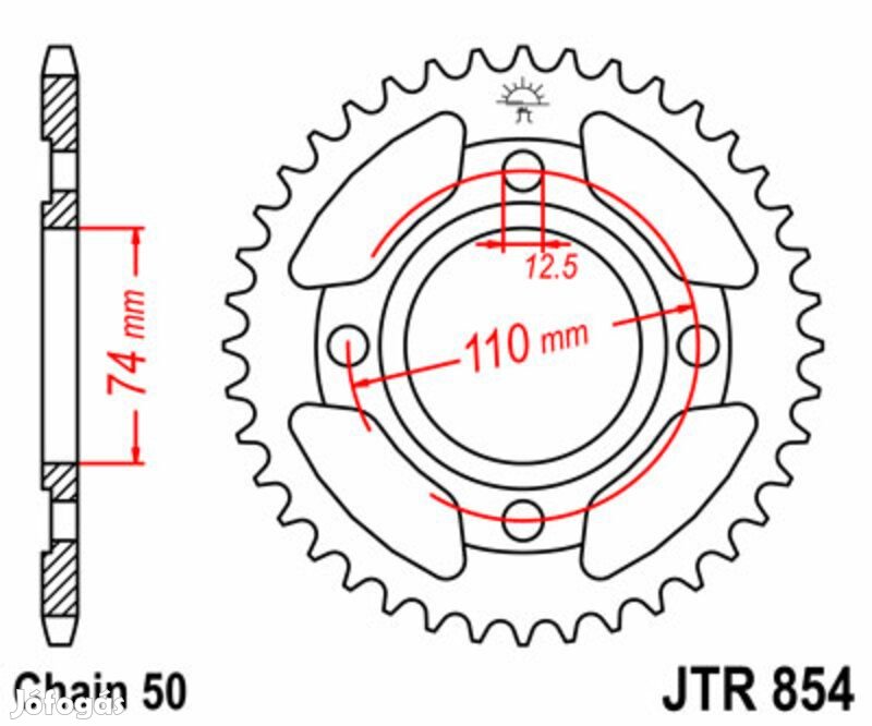 JT SPROCKETS Acél Standard Hátsó Lánckerék 854 - 530