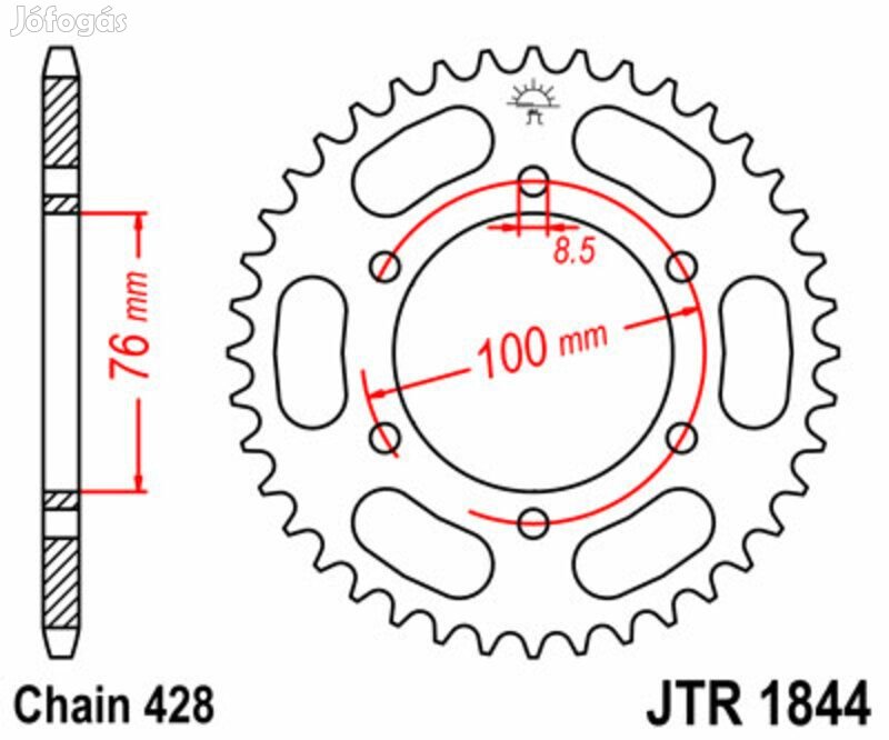JT SPROCKETS Acél Standard Hátsó Láncszem 1844 - 428